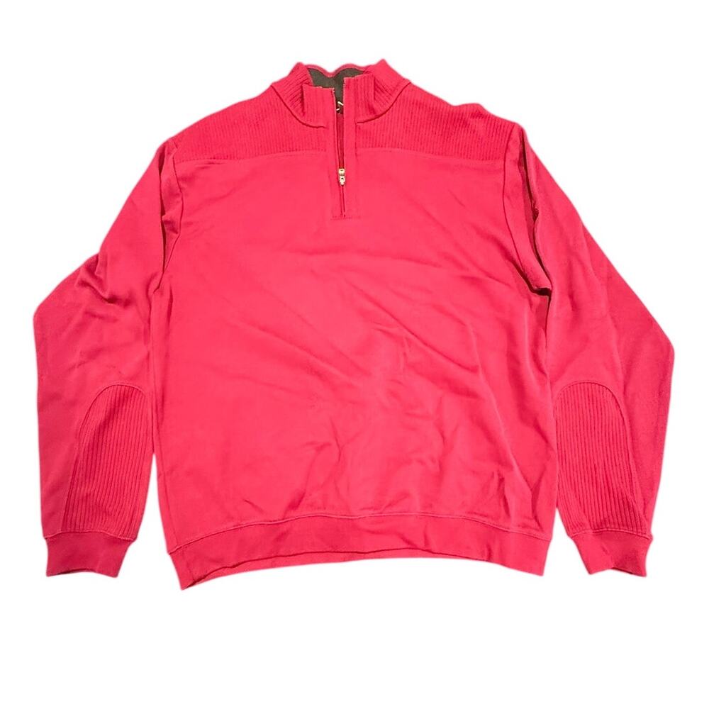 Cutter & Buck Men's Red Mock Neck Half Zip Long Sleeve Pullover Sweater Size XL